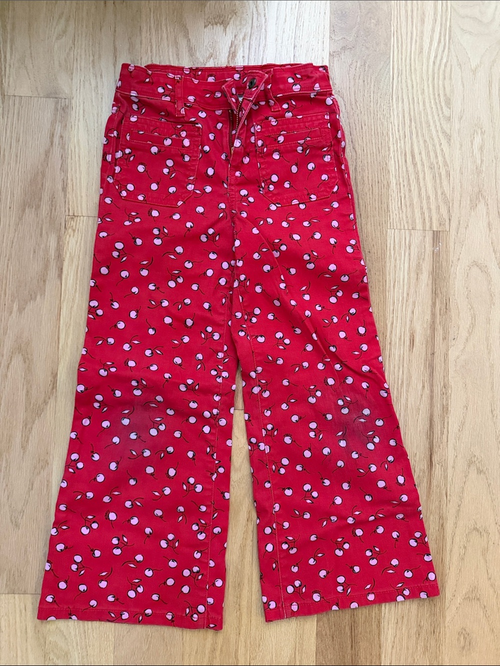 Crewcuts Red Cherry-Print Wide Leg Pants